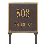 Whitehall Square Standard Lawn 2-Line Personalized Address Plaque - Bronze/Gold