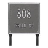 Whitehall Square Standard Lawn 2-Line Personalized Address Plaque - Pewter/Silver