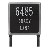Whitehall Square Standard Lawn 3-Line Personalized Address Plaque - Black/Silver