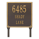 Whitehall Square Standard Lawn 3-Line Personalized Address Plaque - Bronze/Gold