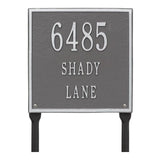 Whitehall Square Standard Lawn 3-Line Personalized Address Plaque - Pewter/Silver
