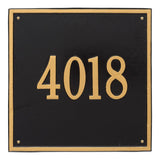 Whitehall Square Estate Wall 1-Line Personalized Address Plaque - Black/Gold