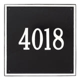 Whitehall Square Estate Wall 1-Line Personalized Address Plaque - Black/White
