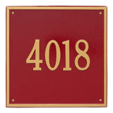 Whitehall Square Estate Wall 1-Line Personalized Address Plaque - Red/Gold