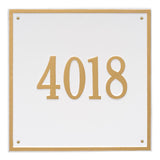 Whitehall Square Estate Wall 1-Line Personalized Address Plaque - White/Gold
