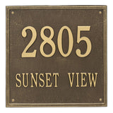 Whitehall Square Estate Wall 2-Line Personalized Address Plaque - Antique Brass