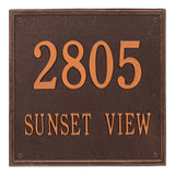 Whitehall Square Estate Wall 2-Line Personalized Address Plaque - Antique Copper