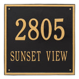 Whitehall Square Estate Wall 2-Line Personalized Address Plaque - Black/Gold