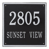 Whitehall Square Estate Wall 2-Line Personalized Address Plaque - Black/Silver