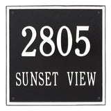 Whitehall Square Estate Wall 2-Line Personalized Address Plaque - Black/White