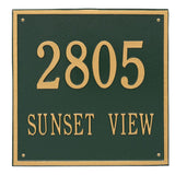 Whitehall Square Estate Wall 2-Line Personalized Address Plaque - Green/Gold