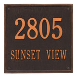 Whitehall Square Estate Wall 2-Line Personalized Address Plaque - Oil-Rubbed Bronze