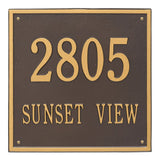 Whitehall Square Estate Wall 2-Line Personalized Address Plaque - Bronze/Gold