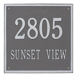 Whitehall Square Estate Wall 2-Line Personalized Address Plaque - Pewter/Silver