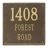 Whitehall Square Estate Wall 3-Line Personalized Address Plaque - Antique Brass