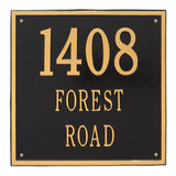 Whitehall Square Estate Wall 3-Line Personalized Address Plaque - Black/Gold