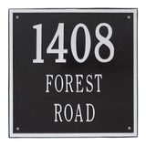 Whitehall Square Estate Wall 3-Line Personalized Address Plaque - Black/Silver
