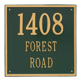 Whitehall Square Estate Wall 3-Line Personalized Address Plaque - Green/Gold