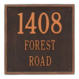 Whitehall Square Estate Wall 3-Line Personalized Address Plaque - Oil-Rubbed Bronze
