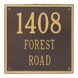 Whitehall Square Estate Wall 3-Line Personalized Address Plaque - Bronze/Gold