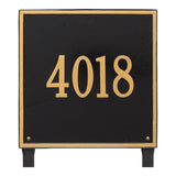 Whitehall Square Estate Lawn 1-Line Personalized Address Plaque - Black/Gold
