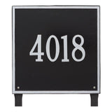 Whitehall Square Estate Lawn 1-Line Personalized Address Plaque - Black/Silver