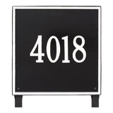 Whitehall Square Estate Lawn 1-Line Personalized Address Plaque - Black/White
