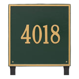 Whitehall Square Estate Lawn 1-Line Personalized Address Plaque - Green/Gold