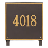 Whitehall Square Estate Lawn 1-Line Personalized Address Plaque - Bronze/Gold