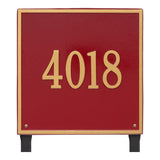 Whitehall Square Estate Lawn 1-Line Personalized Address Plaque - Red/Gold