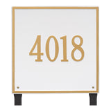 Whitehall Square Estate Lawn 1-Line Personalized Address Plaque - White/Gold