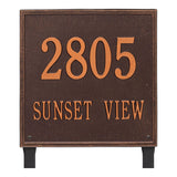 Whitehall Square Estate Lawn 2-Line Personalized Address Plaque - Antique Copper
