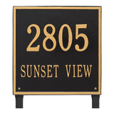 Whitehall Square Estate Lawn 2-Line Personalized Address Plaque - Black/Gold
