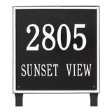 Whitehall Square Estate Lawn 2-Line Personalized Address Plaque - Black/White