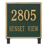 Whitehall Square Estate Lawn 2-Line Personalized Address Plaque - Green/Gold