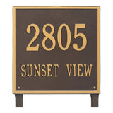 Whitehall Square Estate Lawn 2-Line Personalized Address Plaque - Bronze/Gold