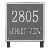 Whitehall Square Estate Lawn 2-Line Personalized Address Plaque - Pewter/Silver