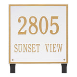 Whitehall Square Estate Lawn 2-Line Personalized Address Plaque - White/Gold