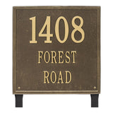 Whitehall Square Estate Lawn 3-Line Personalized Address Plaque - Antique Brass