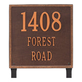 Whitehall Square Estate Lawn 3-Line Personalized Address Plaque - Antique Copper