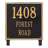 Whitehall Square Estate Lawn 3-Line Personalized Address Plaque - Black/Gold
