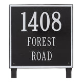 Whitehall Square Estate Lawn 3-Line Personalized Address Plaque - Black/Silver