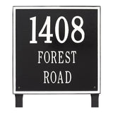 Whitehall Square Estate Lawn 3-Line Personalized Address Plaque - Black/White