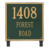 Whitehall Square Estate Lawn 3-Line Personalized Address Plaque - Green/Gold