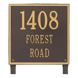 Whitehall Square Estate Lawn 3-Line Personalized Address Plaque - Bronze/Gold