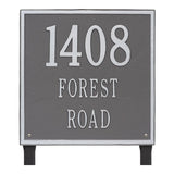 Whitehall Square Estate Lawn 3-Line Personalized Address Plaque - Pewter/Silver