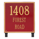 Whitehall Square Estate Lawn 3-Line Personalized Address Plaque - Red/Gold