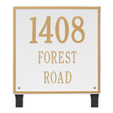Whitehall Square Estate Lawn 3-Line Personalized Address Plaque - White/Gold