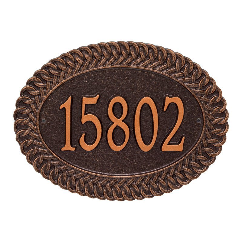 Whitehall Chartwell Standard Wall 1-Line Personalized Address Plaque - Antique Copper