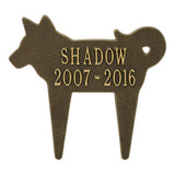 Whitehall Dog Silhouette Pet Memorial Lawn Personalized Plaque - Antique Brass